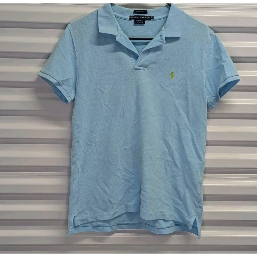 Nautical Preppy Polo Ralph Lauren Classic Fit Blue Polo Shirt Medium